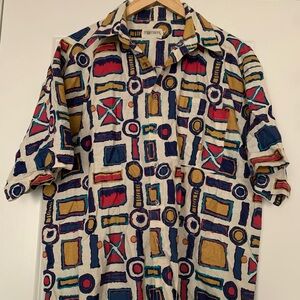 Vintage JT Beckett Abstract Button Up Size XL